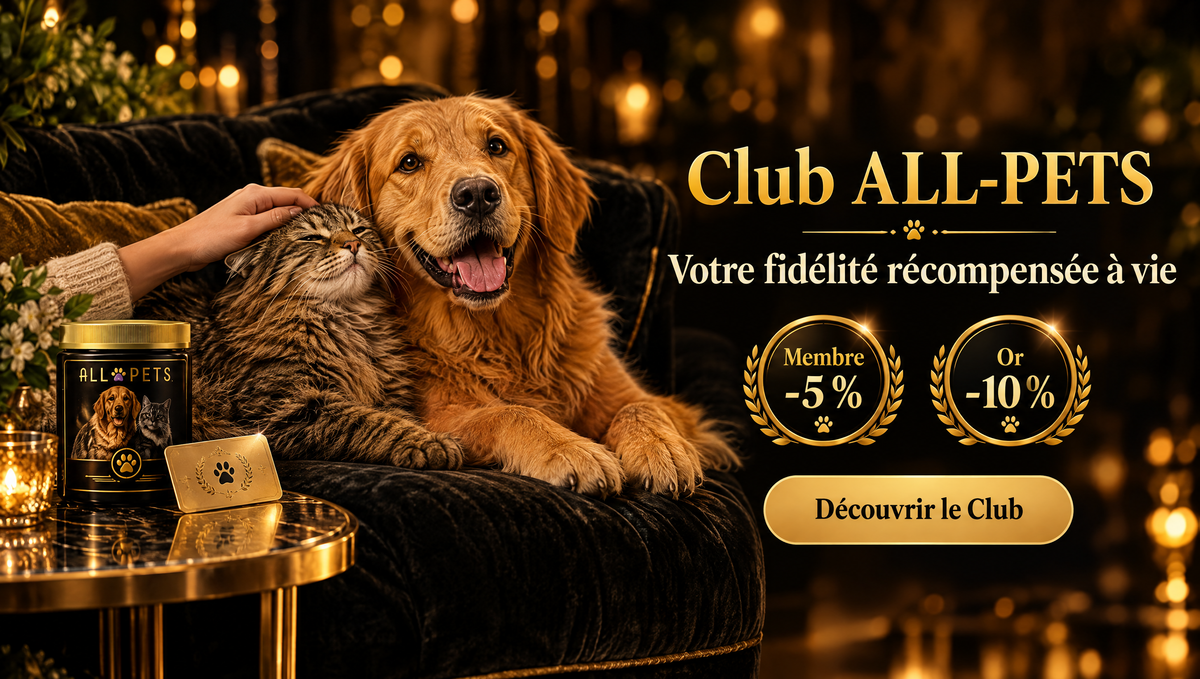 Club ALL-PETS : -5 % à vie dès votre 1re commande, -10 % dès 3