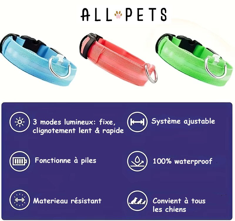 Collier led lumineux - Sécurité Nocturne Rechargeable