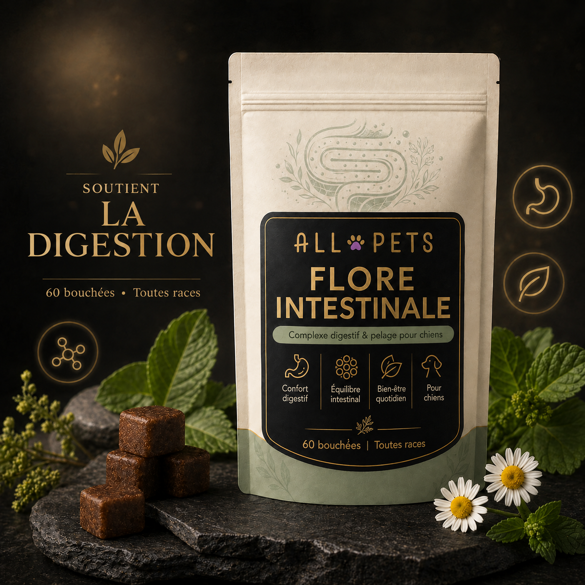 Bouchées Flore Intestinale & Pelage ALL-PETS pour chien